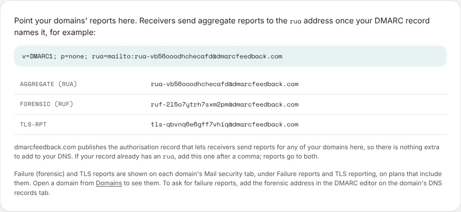 A client’s report addresses before the MSP’s report domain is set up